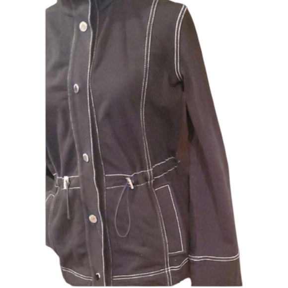 JONES NEW YORK Women's Black Jacket with White Stitching. Size Medium. - Picture 2 of 7